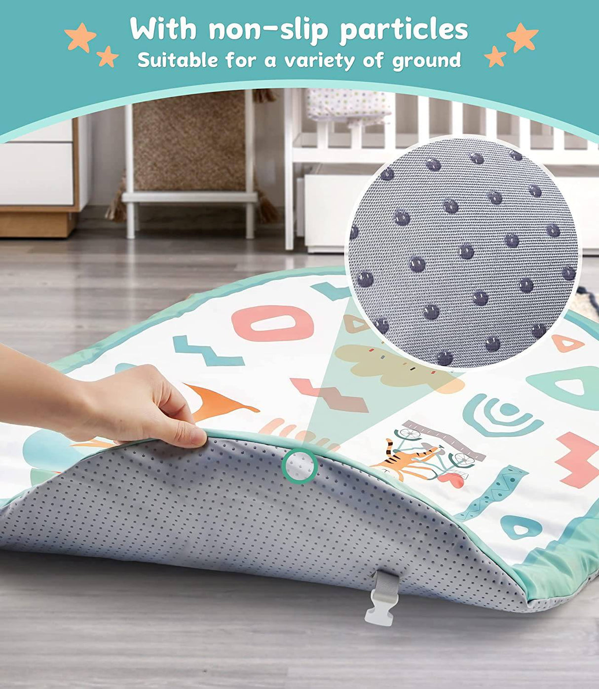 Kompoll Baby Play Gym 7 en 1 Baby Activity Gym Mat 0-12 meses con 2 fundas lavables con 6 juguetes antideslizante Playmat Baby Tummy Time Mat para exploración sensorial temprana y desarrollo de habilidades motoras (blanco) - DIGVICE MX