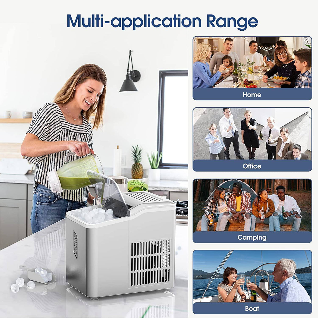 LERIZOM - Encimera para hacer hielo, máquina para hacer hielo portátil, 26 lb/24 horas, 9 cubitos de hielo tipo bala, listos en 7 minutos, función de autolimpieza, tamaño L y S, con cuchara para hielo y cesta, - DIGVICE MX