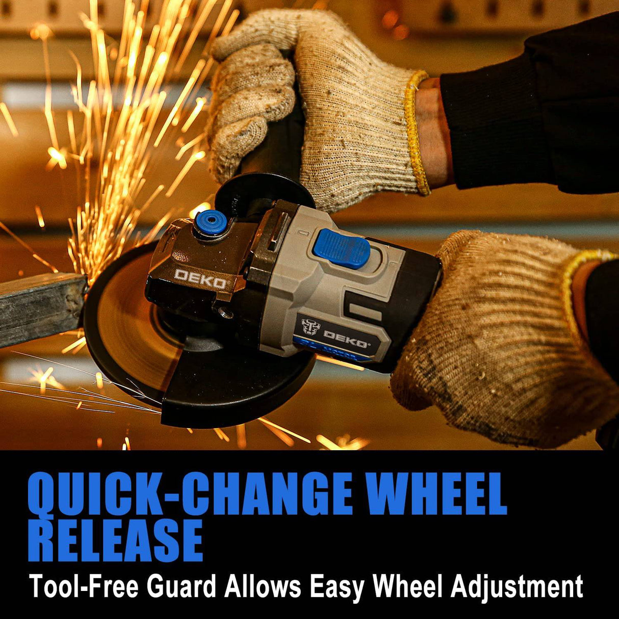 DEKOPRO Herramienta de amoladora angular, almohadilla de 4-1/2"/5", inalámbrica de 20 V con batería y cargador de 4,0 Ah, motor sin escobillas de 3000/8500 RPM, 2 ruedas de molienda y corte, herramienta de batería para madera de metal - DIGVICE MX