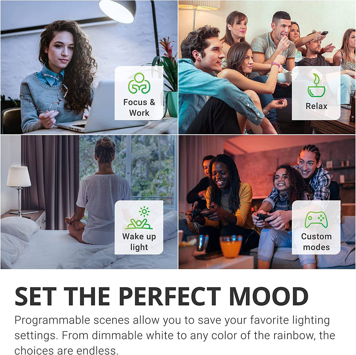 Sunco Lighting Bombillas WiFi inteligentes Alexa, A19 LED inteligente regulable, cambio de color RGB, 6 W, 480 lm, base E26, multicolor, compatible con Amazon Alexa y Google Assistant, blanco sintonizable 4 Pack - DIGVICE MX