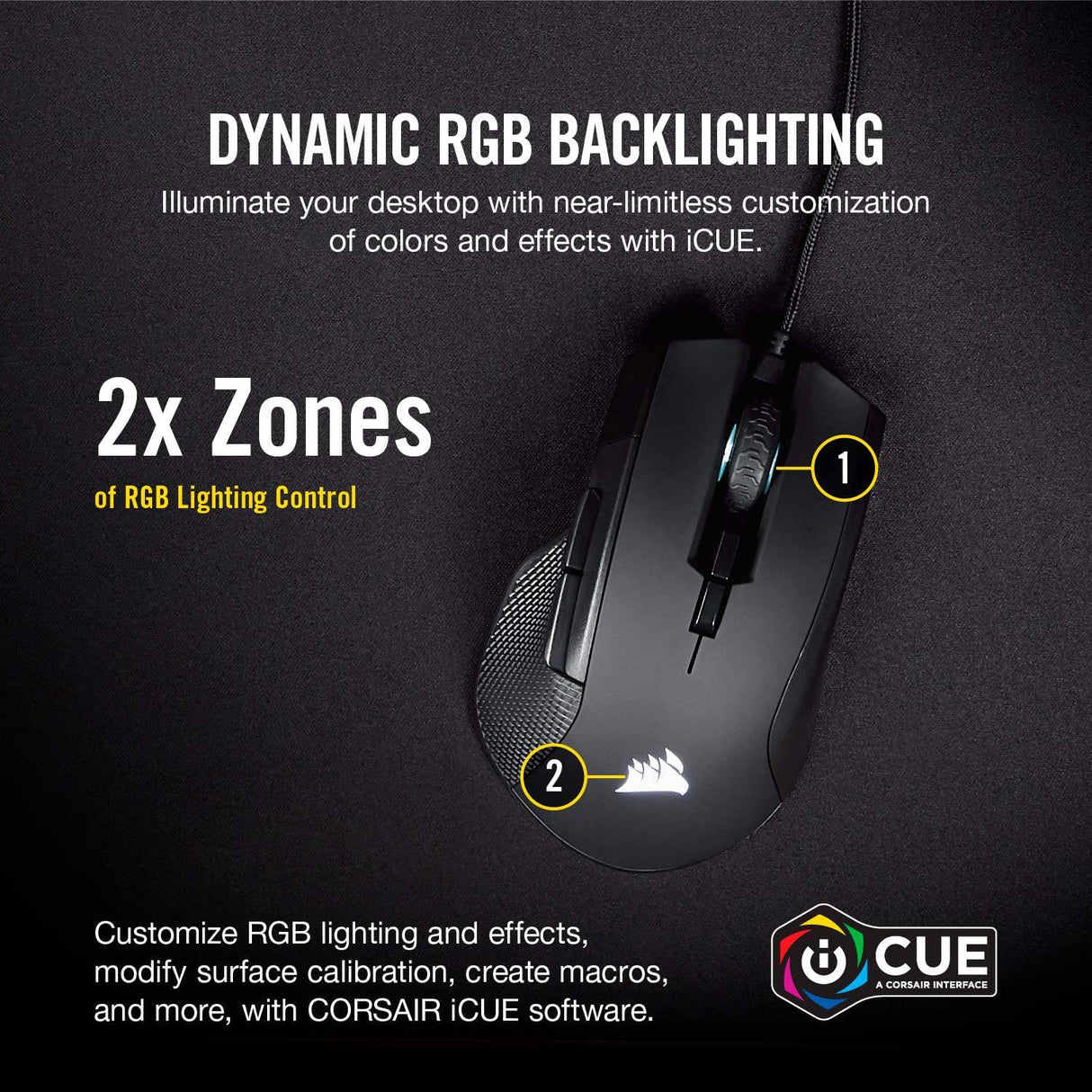 Corsair Ironclaw RGB - Ratón para juegos FPS y MOBA - Sensor óptico de 18,000 DPI - LED RGB retroiluminado, negro