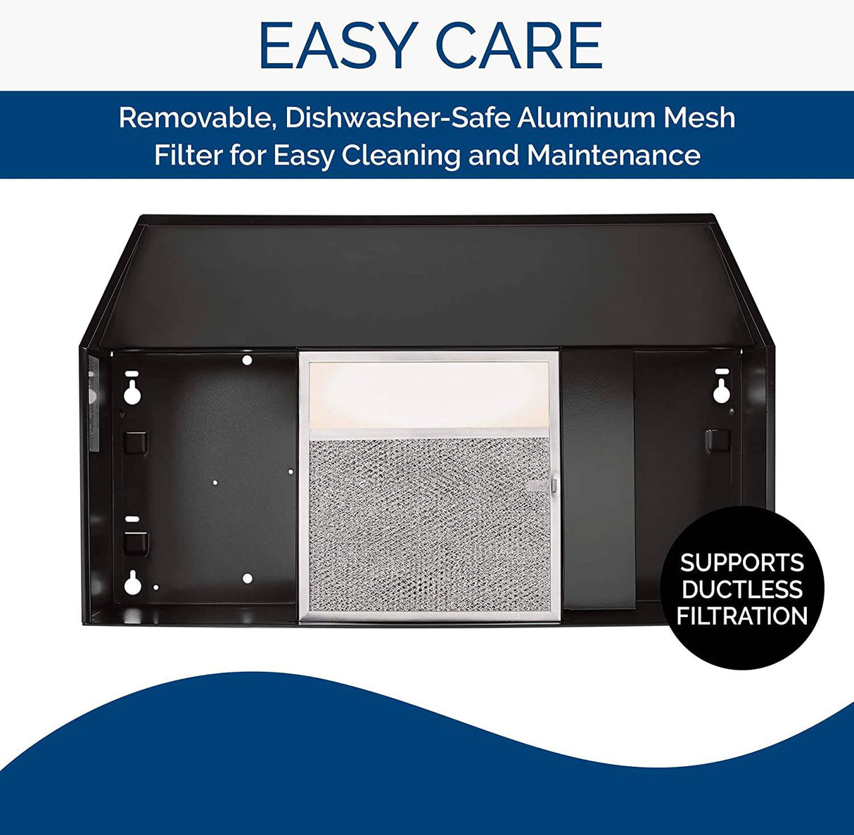 Broan-NuTone F403023 Ventilador de escape para debajo del gabinete Inserto de campana convertible de cuatro vías de dos velocidades con luz, 30 pulgadas, negro - DIGVICE MX