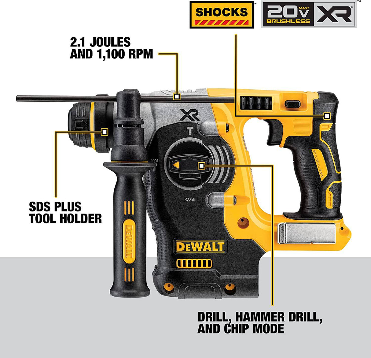 DEWALT 20V MAX* SDS Taladro percutor giratorio, solo herramienta (DCH273B) - DIGVICE MX