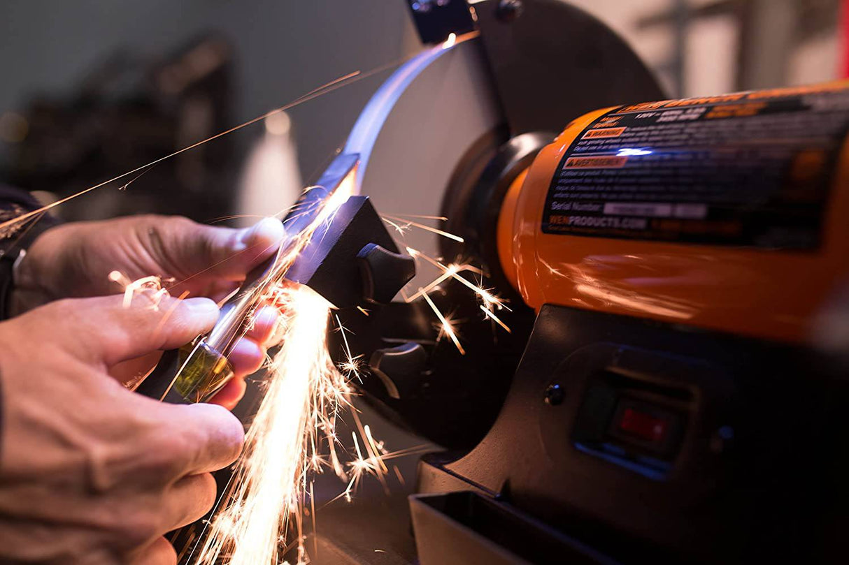 WEN BG4282 Amoladora de banco de una sola velocidad de 4.8 amperios y 8 pulgadas con luces de trabajo LED - DIGVICE MX