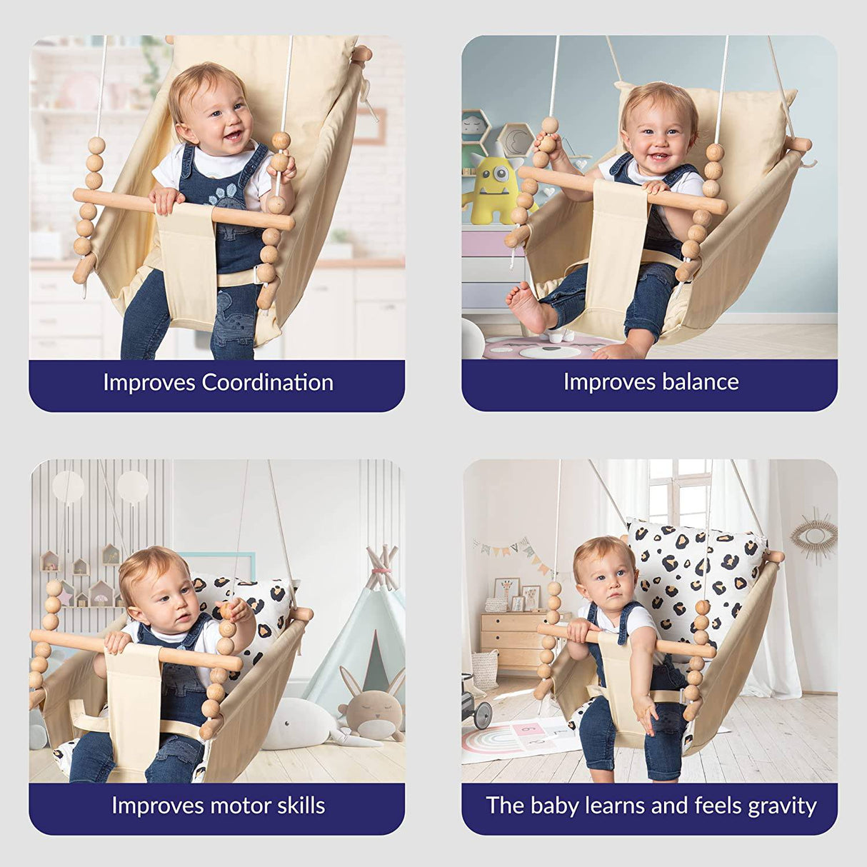 THE WORLD OF FROBEL - Columpio de hamaca para bebé de interior Columpio colgante de lona para bebé para niños pequeños de 6 a 48 meses - DIGVICE MX