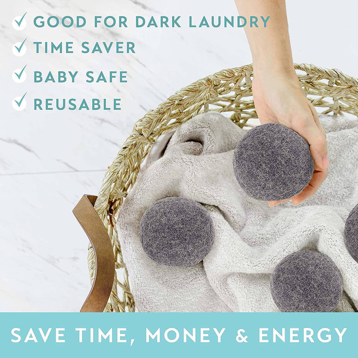NREOY Ovillos de lana para secadora, paquete de 6, tamaño XL, 100 % lana orgánica de Nueva Zelanda, reutilizables y hechos a mano. Suavizante de telas natural, reduce las arrugas y disminuye el tiempo de secado (gris) - DIGVICE MX