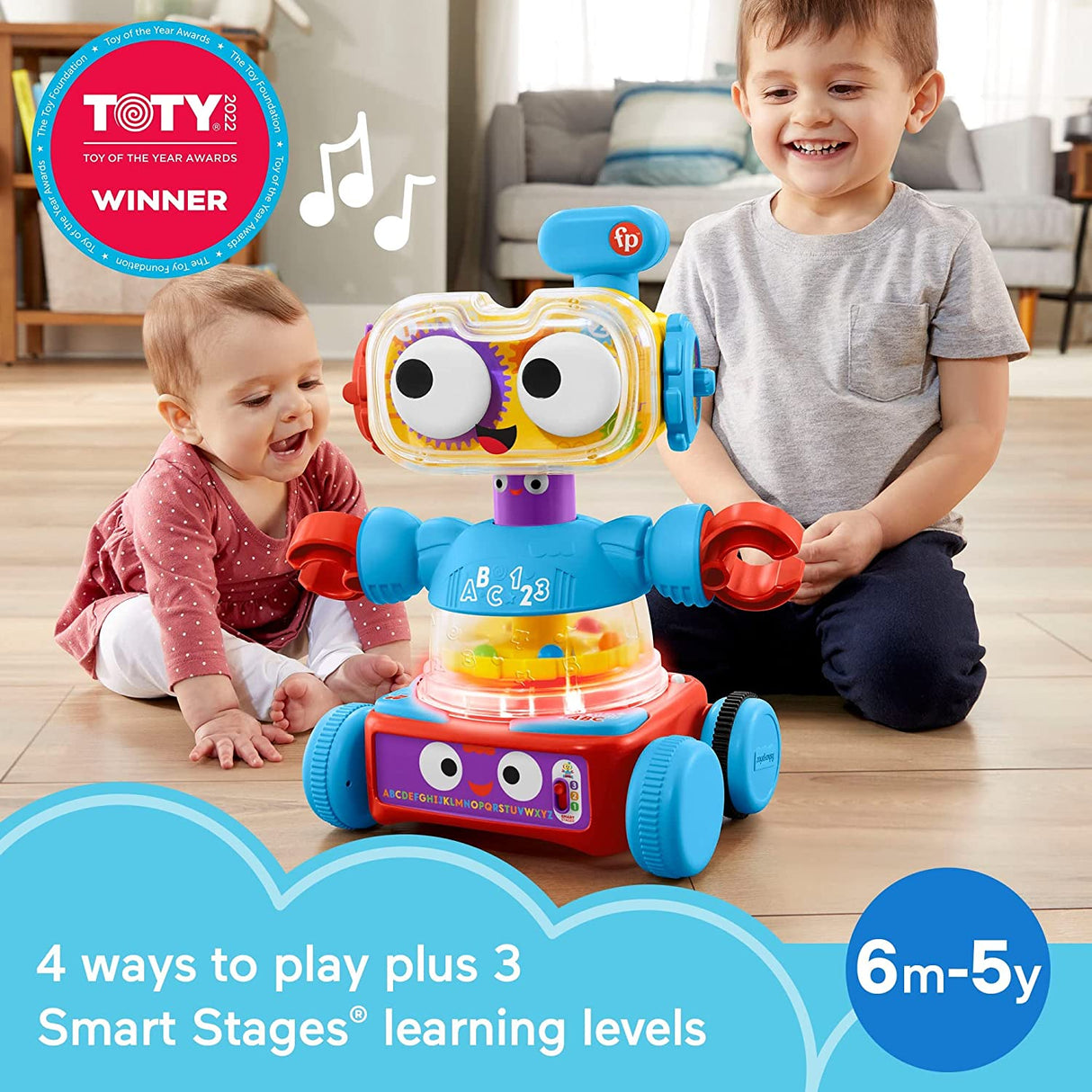 Fisher-Price Ultimate Learning Bot 4 en 1 con luces y música, juguetes para bebés y bebés de 6 meses - GTJ60