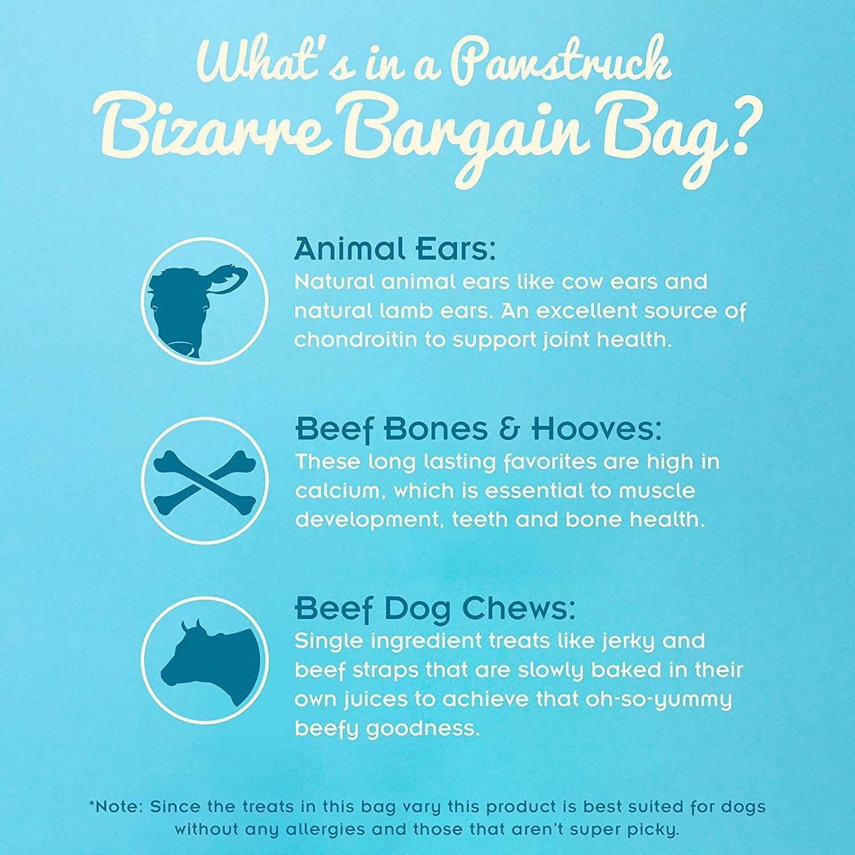 PAWSTRUCK - Bizarre Bargain Bag, surtido de golosinas naturales para perros, masticables de larga duración para todas las razas, orejas de animales, huesos y cecinas para cachorros y perros mayores, alternativa de cuero crudo para masticadores agresivos - DIGVICE MX