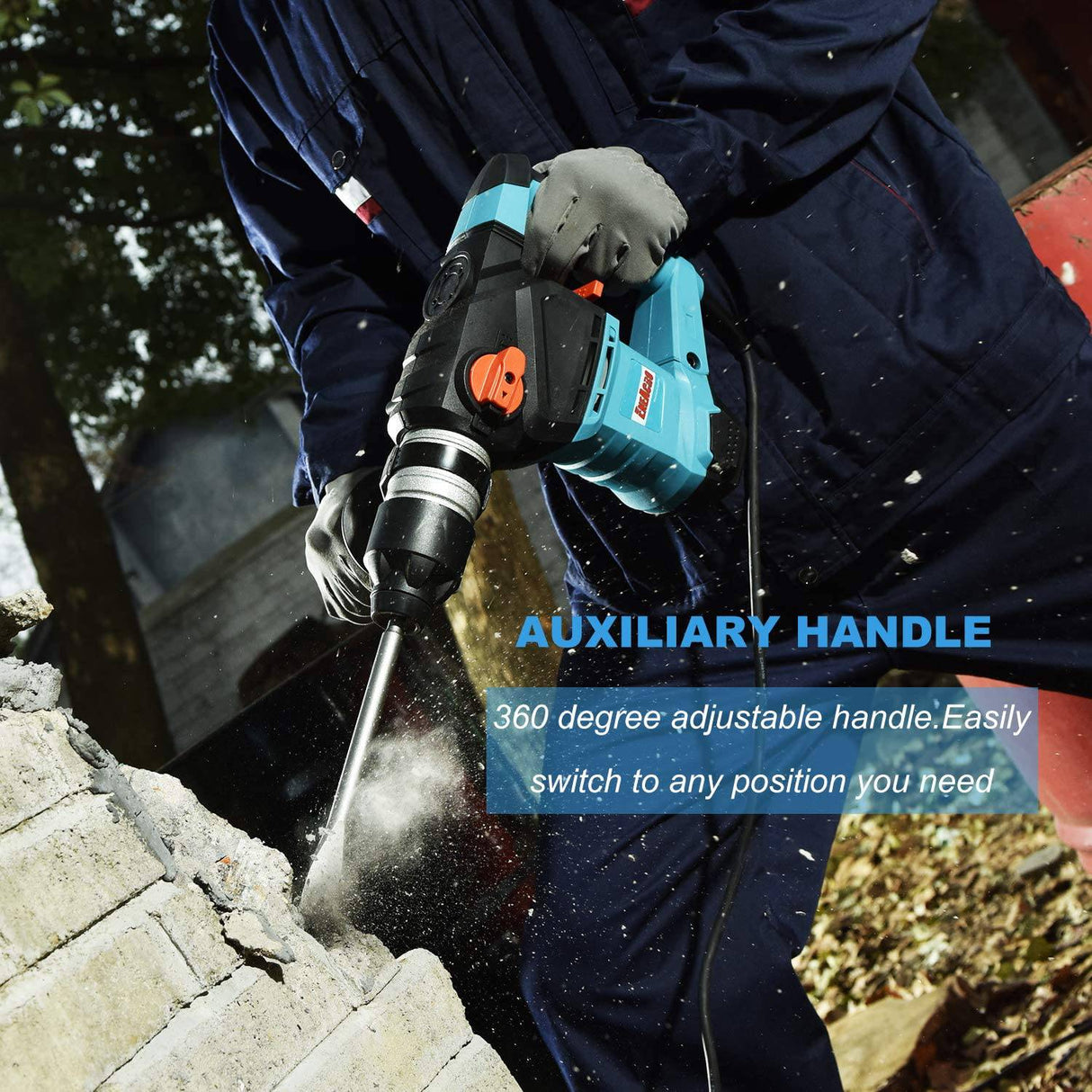 ENEACRO Taladro de martillo giratorio de 1-1/4 pulgadas SDS-Plus de 12.5 amperios, embrague de seguridad 3 funciones con control de vibración incluyendo grasa, cinceles y brocas con estuche - DIGVICE MX