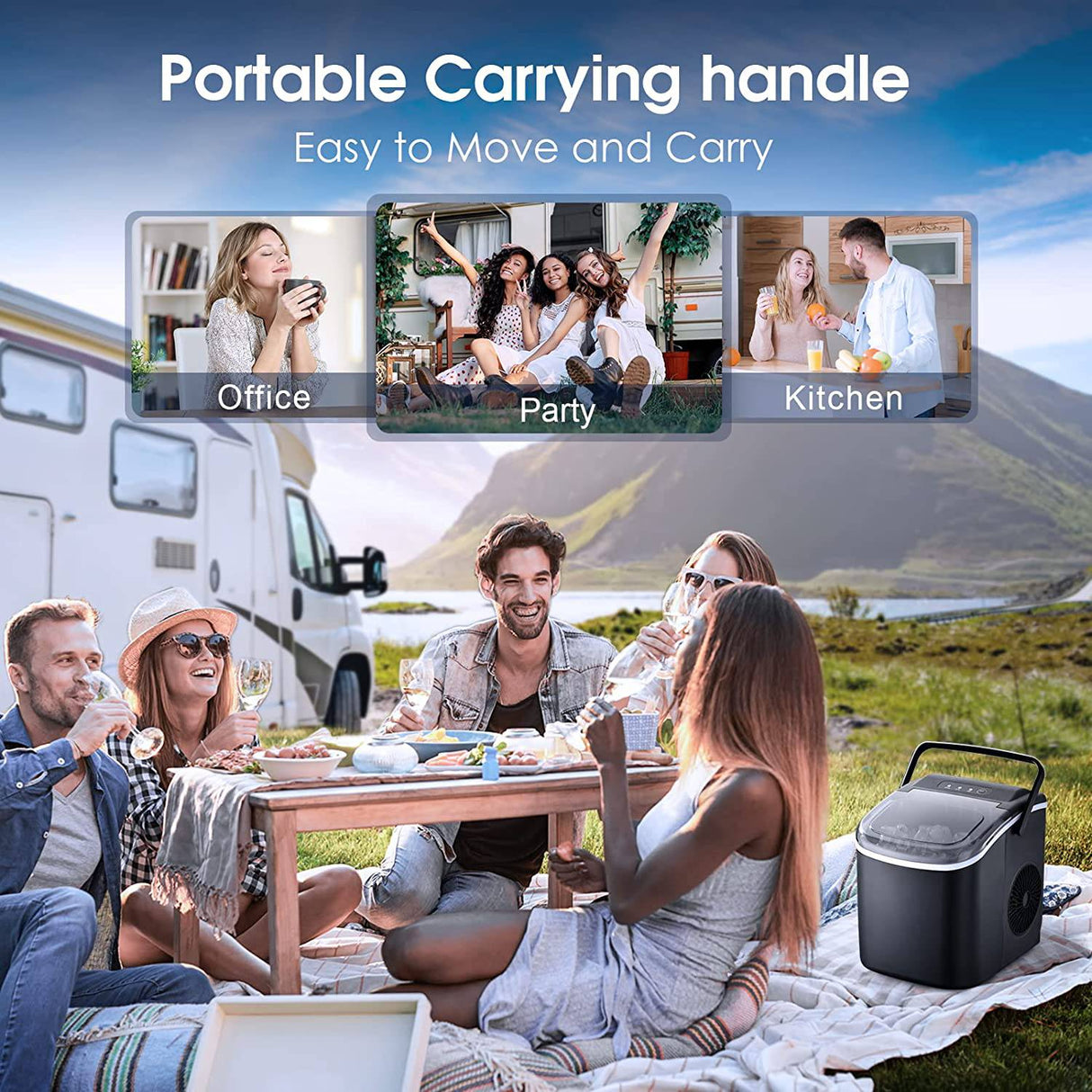 FREE VILLAGE - Encimera para hacer hielo, fabricación rápida de hielo en 6 minutos, 26,5 libras/24 horas 9 hielo tipo bala, con autolimpieza, cuchara para hielo y cesta, hielo en forma de bala - DIGVICE MX