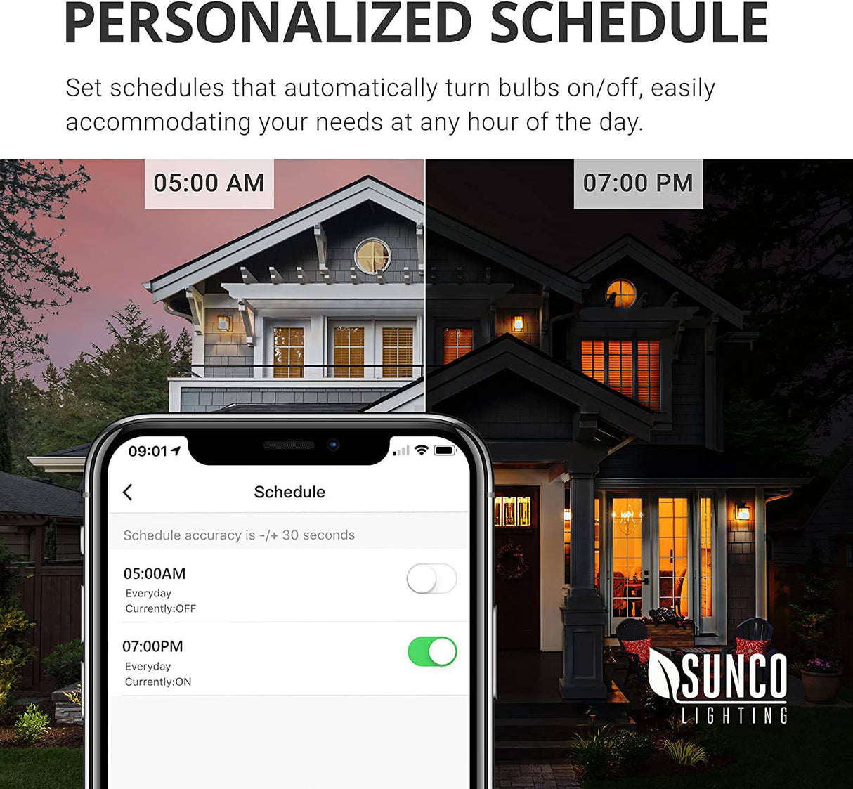 Sunco Lighting Bombillas WiFi inteligentes Alexa, A19 LED inteligente regulable, cambio de color RGB, 6 W, 480 lm, base E26, multicolor, compatible con Amazon Alexa y Google Assistant, blanco sintonizable 4 Pack - DIGVICE MX