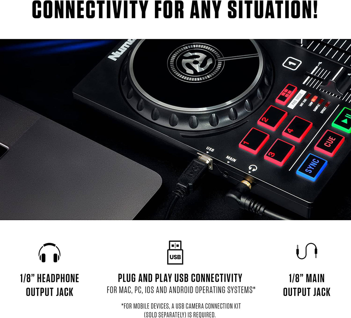 Numark Party Mix II - Controlador de DJ con luces de fiesta, set de DJ con 2 decks, mezclador de DJ, interfaz de audio y conectividad USB + Serato DJ Lite