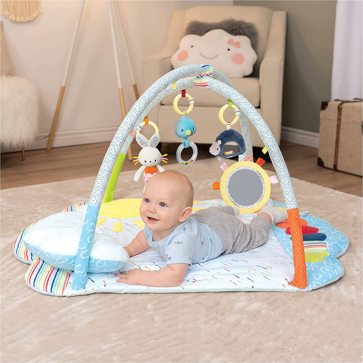 GUND Baby Tinkle Crinkle & Friends Arch Activity Gym Playmat Sensory Estimulante Felpa Juego de 8 piezas, Blanco - DIGVICE MX