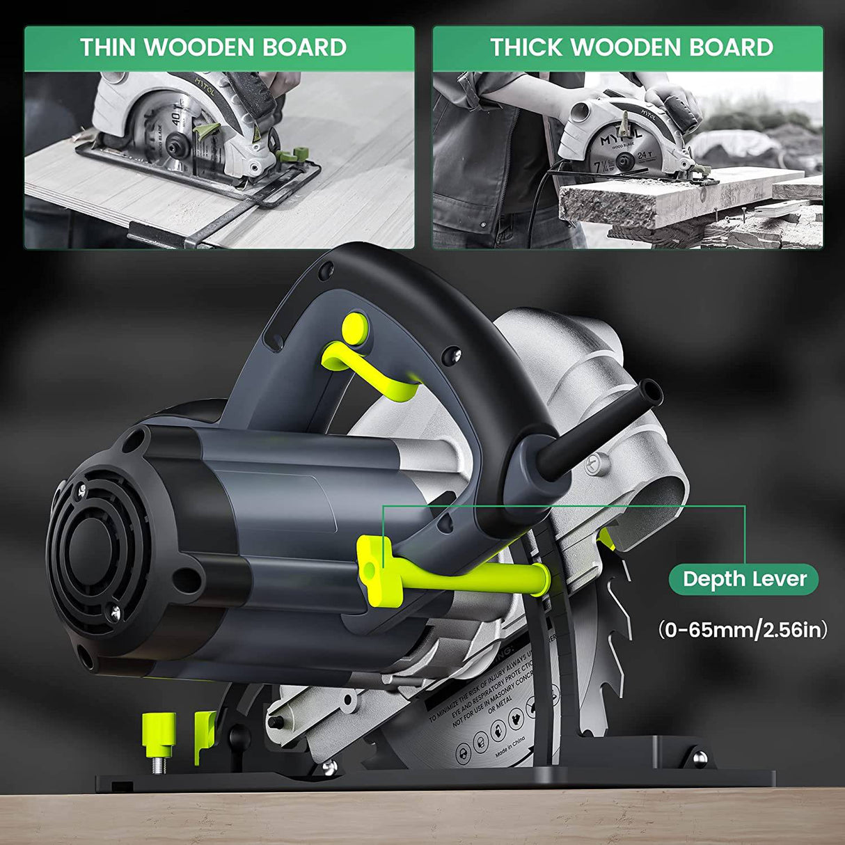 Sierra circular MYTOL con cable de 11 amperios, sierras circulares de 4500 RPM de potencia con hoja de 7-1/4", profundidad de corte ajustable (2-7/16" (90°), 1-13/16" (0°-45°), Guía de corte láser integrada, ideal para cortar madera. - DIGVICE MX
