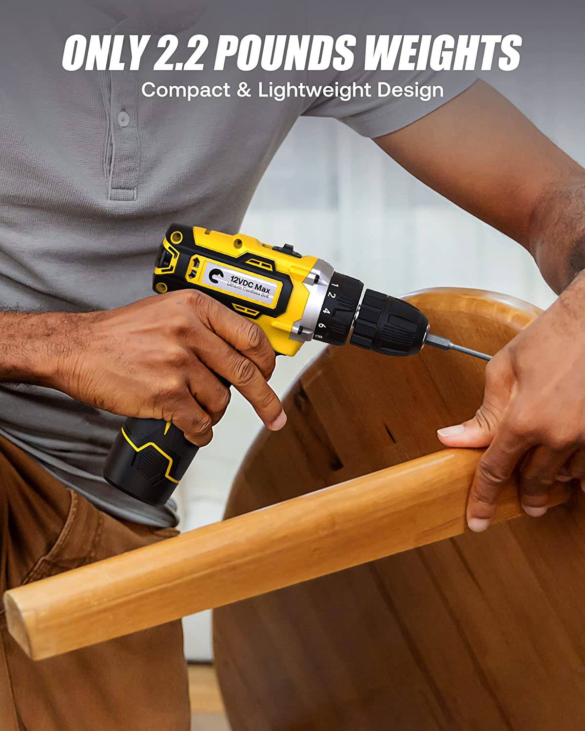 Hiipoo Taladro inalámbrico, Hiipoo 2 brocas eléctricas de velocidad variable con batería y cargador, juego de brocas eléctricas de litio de 12 V MAX con portabrocas sin llave de 3/8 pulgadas - DIGVICE MX