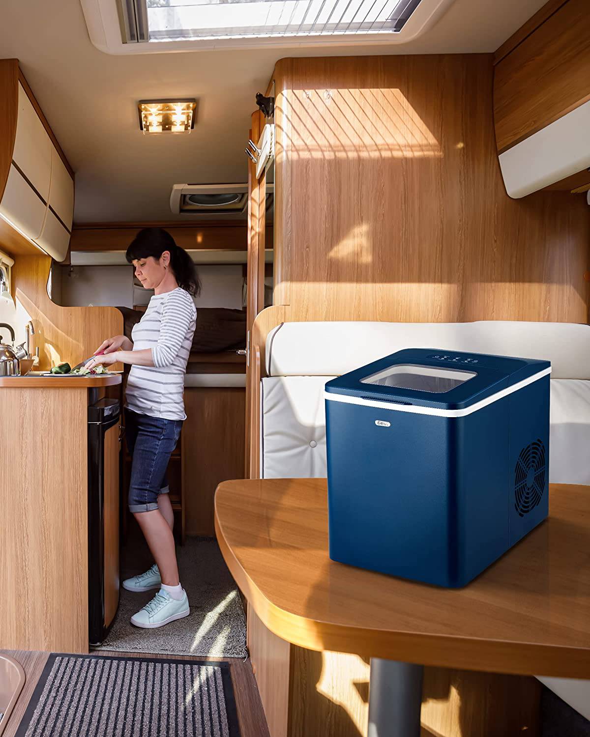 GEVI - Máquina para hacer hielo en el hogar, Máquina de hielo para encimera con función de autolimpieza | 9 piezas en 6-8 minutos con 2 tamaños de hielo opcionales | Producción máxima de 26 lb/día - DIGVICE MX