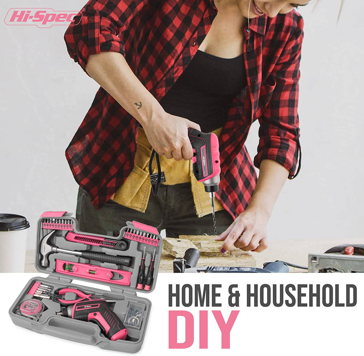 Juego de herramientas eléctricas inalámbricas de alta especificación, 35 piezas, pequeño, esencial, rosa, 3,6 V, destornillador de alimentación USB y kit de herramientas manuales - DIGVICE MX