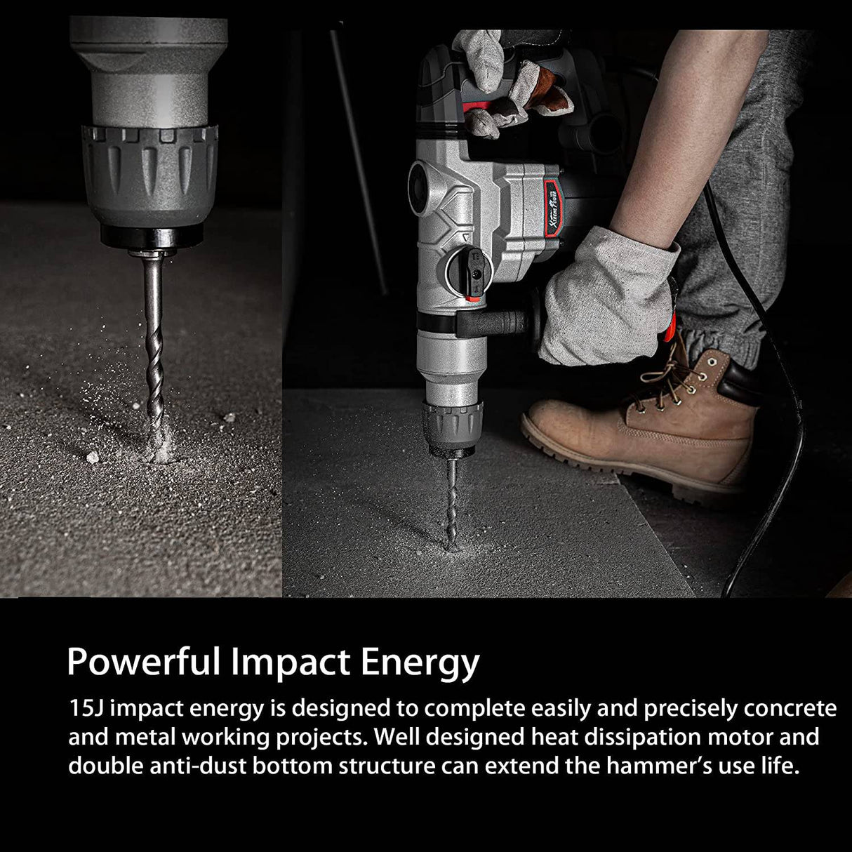 XtremepowerUS Martillo giratorio eléctrico de lujo de 1200 W SDS Plus taladro giratorio mango ajustable broca plana con estuche de transporte - DIGVICE MX