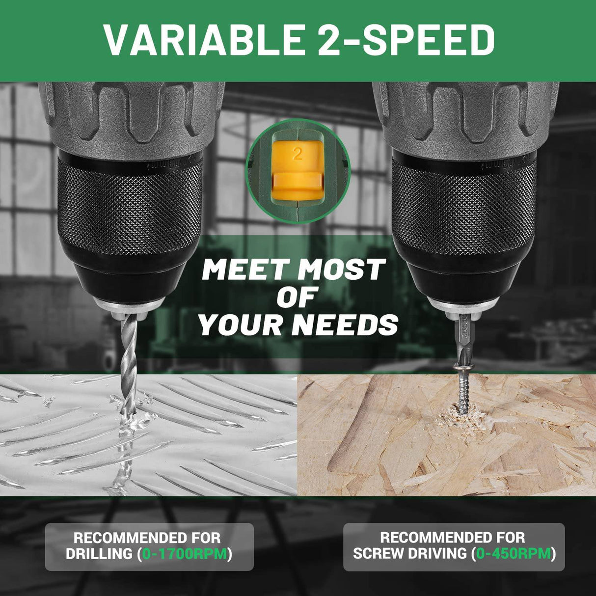 TECCPO Taladro conductor, 20V Taladro inalámbrico con baterías 2 x 2000 mAh, Cargador rápido de 30 minutos 4.0 A, accesorios de 29 piezas - DIGVICE MX