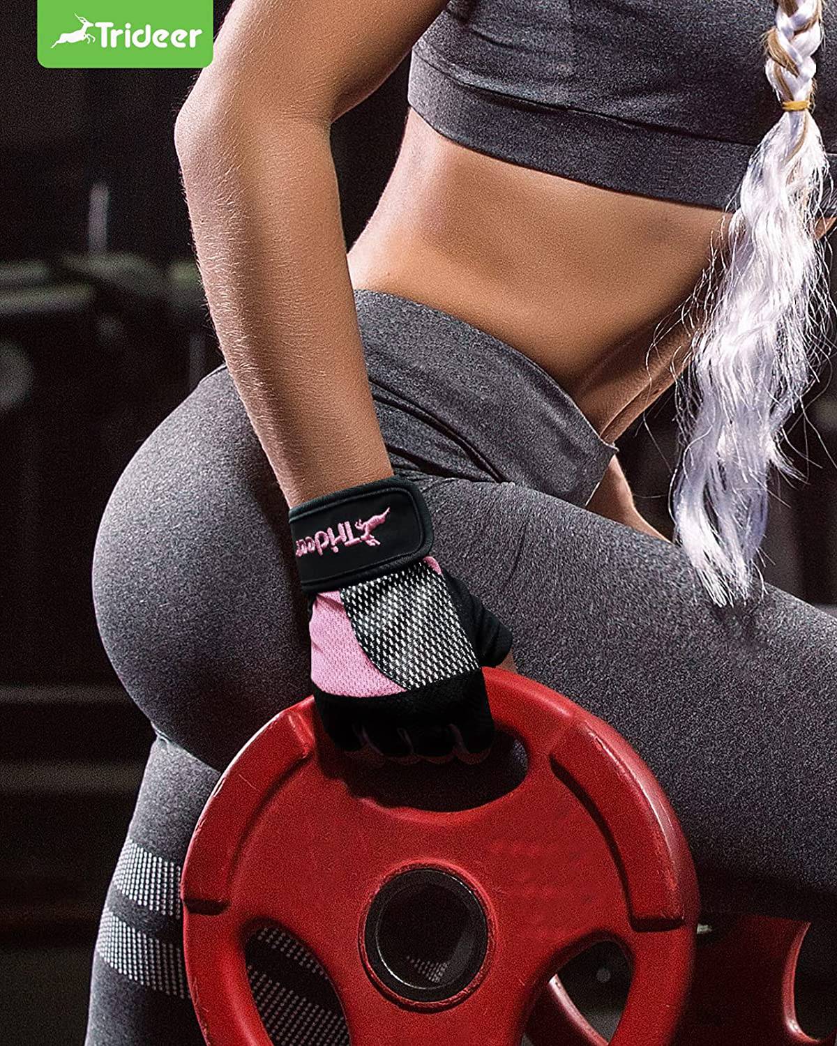 Trideer - Guantes de entrenamiento ligeros y transpirables para mujer - Guantes de levantamiento de pesas sin dedos