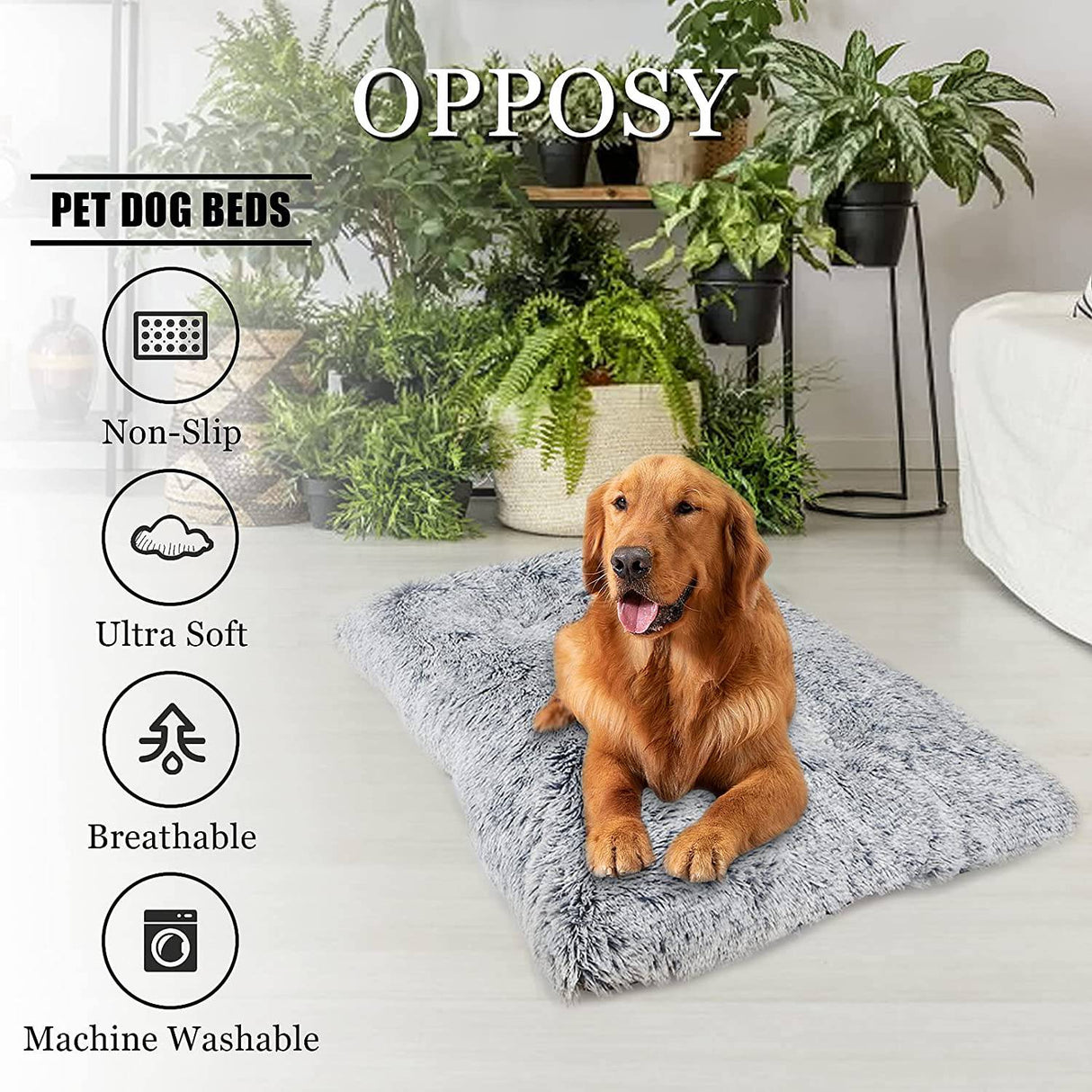 OPPOSY - Almohadilla para cama de perro, camas para perros grandes, camas suaves de felpa para mascotas, cama antideslizante lavable para perros y gatos grandes, medianos y pequeños. LARGE - DIGVICE MX