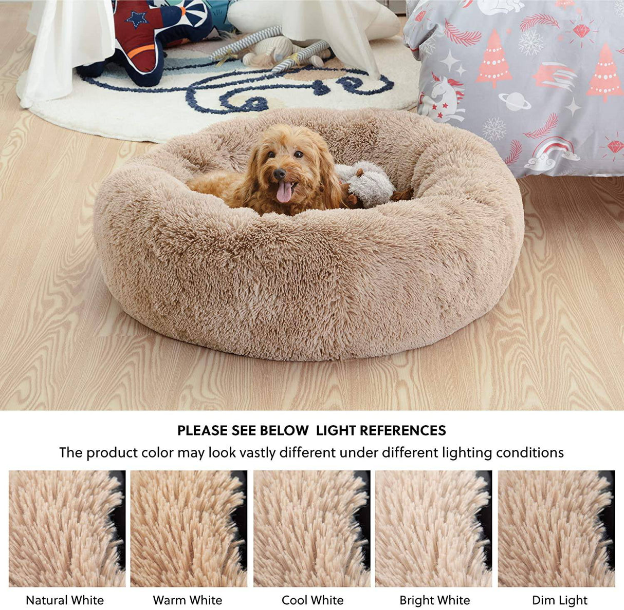 Bedsure - Camas para perros calmante para perros pequeños, medianos y grandes, cama redonda para perros lavable, antideslizante, de piel sintética, esponjosa, para perros, ansiolíticos, para gatos - DIGVICE MX
