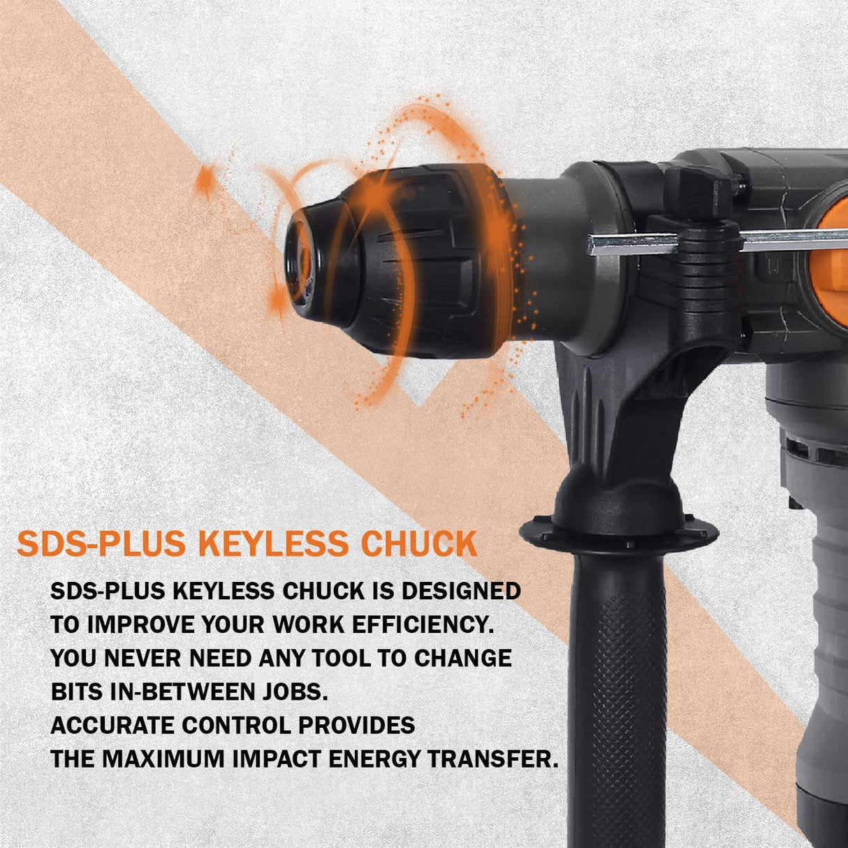 KSEIBI Taladro de martillo rotatorio de velocidad variable 1-1/4 pulgadas, martillo de demolición SDS Plus para taladro de hormigón 13 Amp, sistema de vibración reducida de 4 funciones - DIGVICE MX
