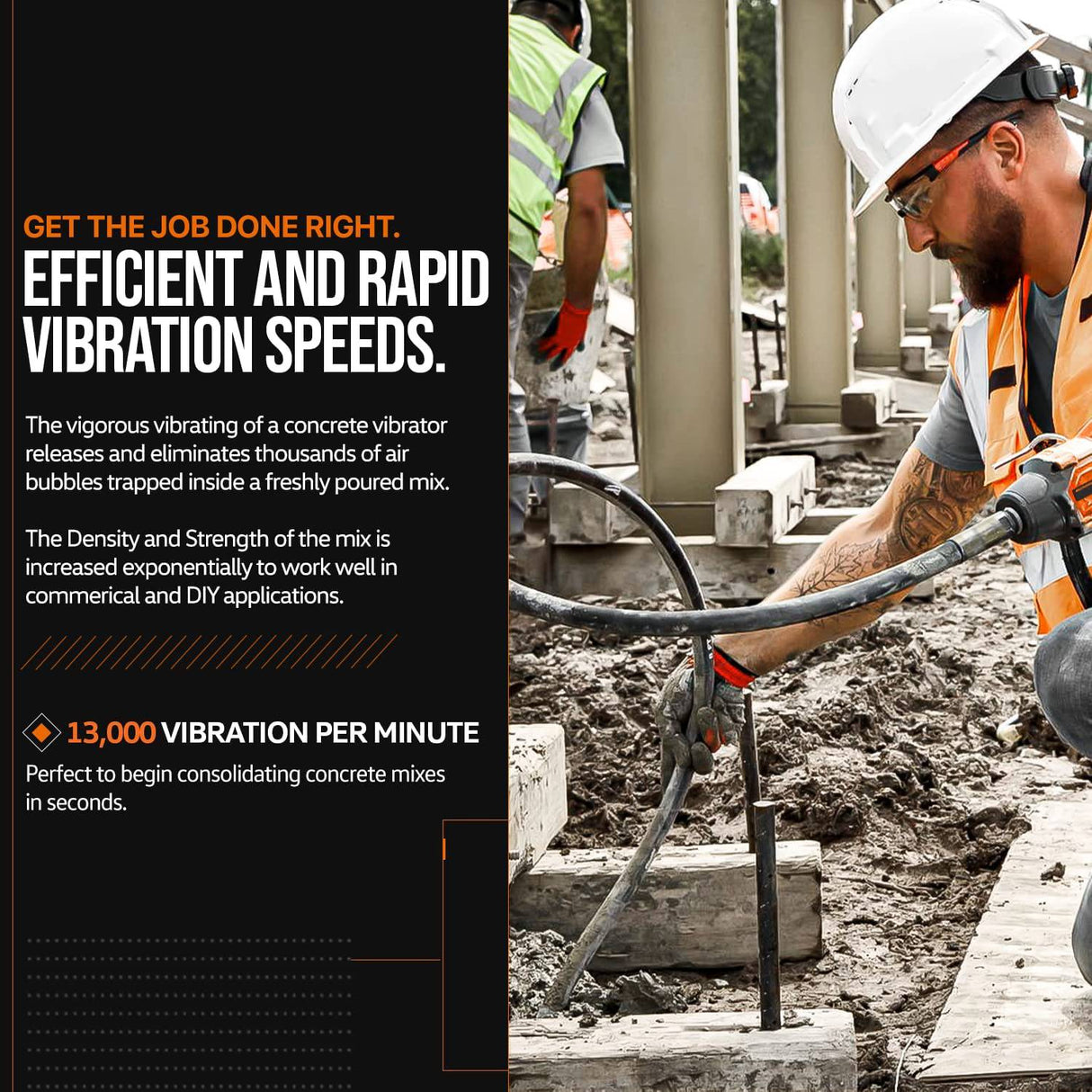 SuperHandy Herramienta eléctrica vibratoria para concreto, 13k VPM, eje de inmersión de manguera flexible de 4.9 pies, vibrador de cemento, portátil con cable eléctrico, motor 110VAC 1HP - Elimina burbujas de aire, nivela y mezcla concreto - DIGVICE MX