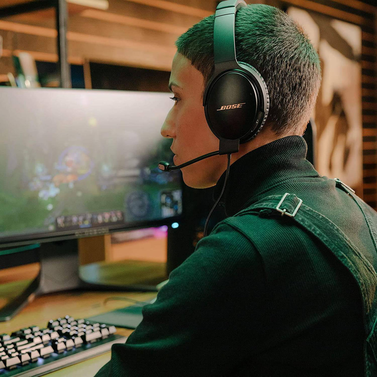 Bose QuietComfort 35 Series 2 - Auriculares para juegos: cómodos auriculares con cancelación de ruido, color negro