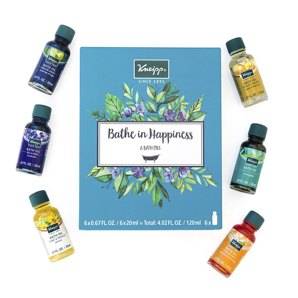 Kneipp - Juego de 6 aceites de baño a base de hierbas, 6 botellas de 20 mililitros