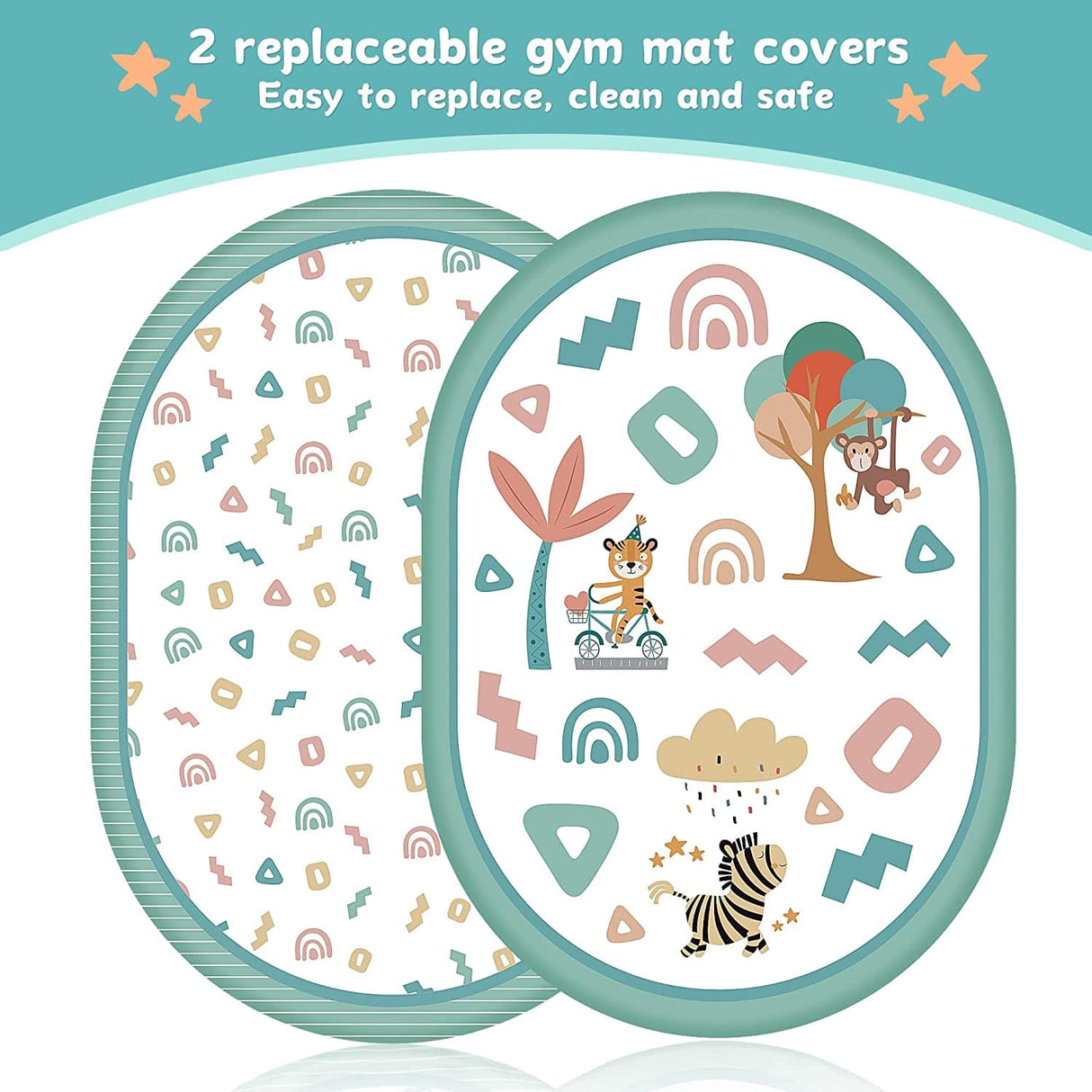 Kompoll Baby Play Gym 7 en 1 Baby Activity Gym Mat 0-12 meses con 2 fundas lavables con 6 juguetes antideslizante Playmat Baby Tummy Time Mat para exploración sensorial temprana y desarrollo de habilidades motoras (blanco) - DIGVICE MX