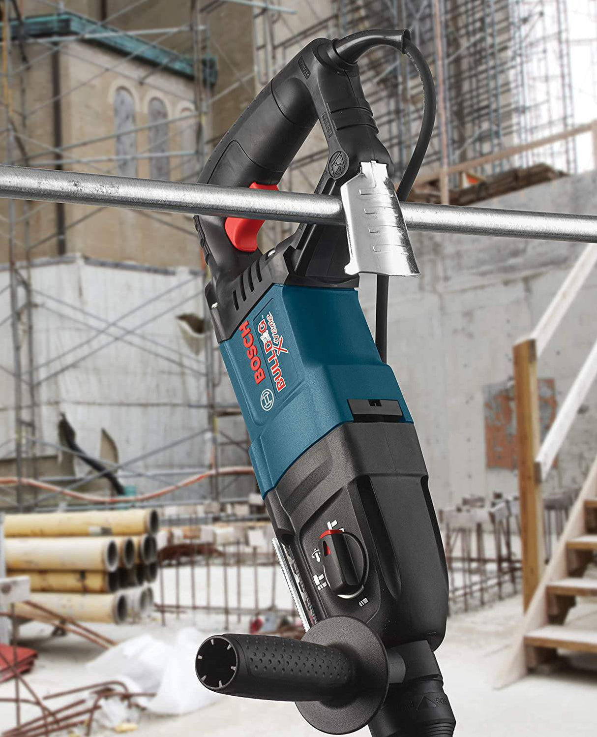 BOSCH 11255VSR Bulldog Xtreme - Taladro eléctrico con cable de 8 amperios y 1 pulgada de velocidad variable Sds-Plus para concreto/mampostería con estuche de transporte, azul - DIGVICE MX