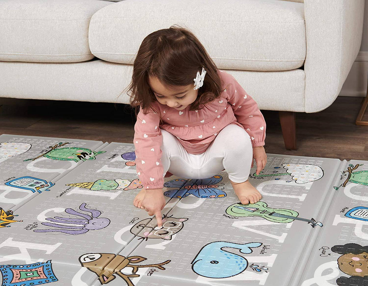 Regalo Sensory & Learning My Play Mat, plegable y reversible, impermeable, kit adicional, incluye estuche de viaje con correa de transporte, gris, extra grande - DIGVICE MX