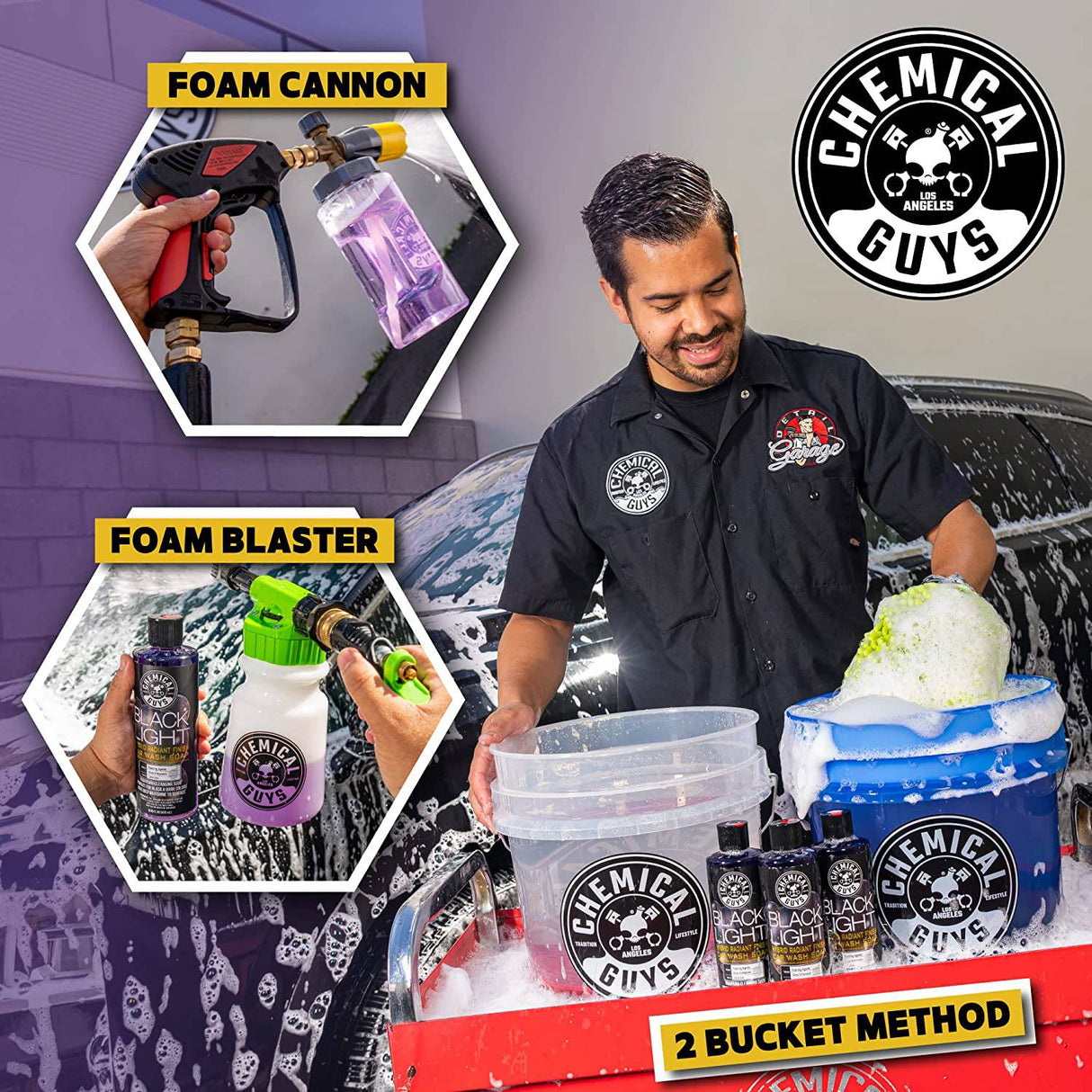 Chemical Guys CWS61964 Jabón de lavado de autos espumoso de luz negra (funciona con cañones de espuma, pistolas de espuma o lavados de cubo), 64 fl oz (medio galón) aroma a cereza negra
