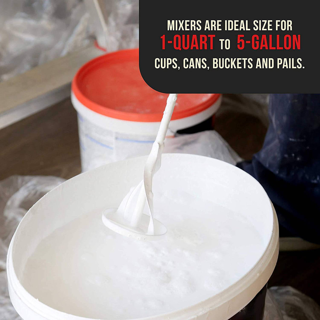 TCP Global Juego de 2 cuchillas mezcladoras de pintura, resina epoxi, lodo y cemento - Herramientas de agitación de taladro eléctrico - Paletas mezcladoras de cinta de 15.5" y 14", ejes de cabeza hexagonal de 3/8" y 5/16" - DIGVICE MX