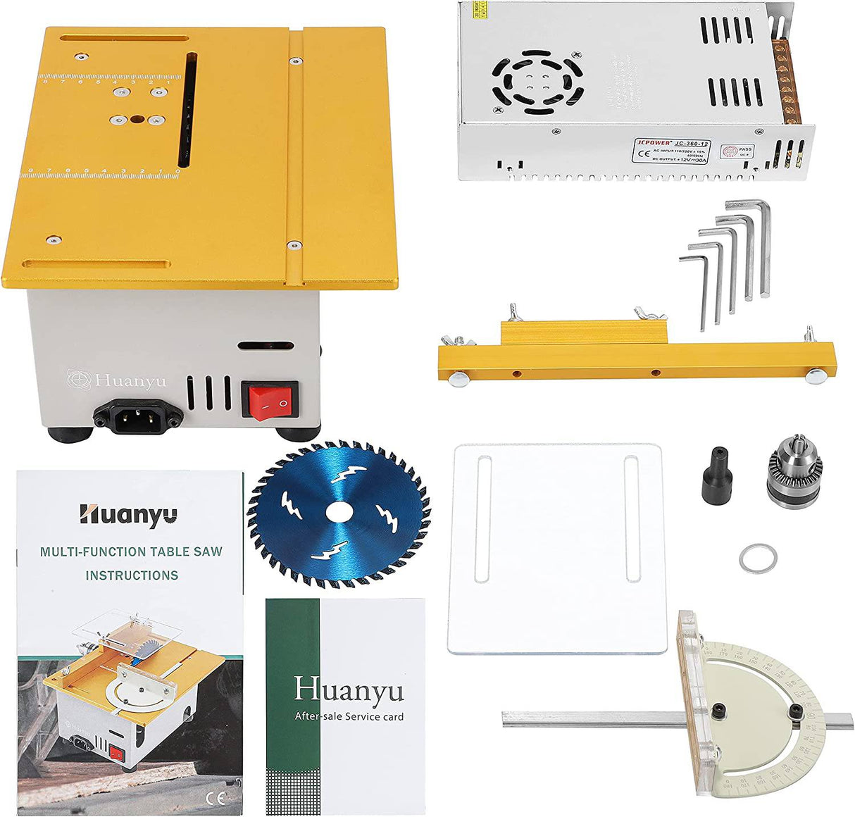 Huanyu Mini Sierra de mesa Mejorada 300W 9000RPM multifuncionales de precisión Torno de carpintería Banco de pulido Modelo de hoja ajustable hecho a mano, portátil eléctrica para manualidades de bricolaje - DIGVICE MX