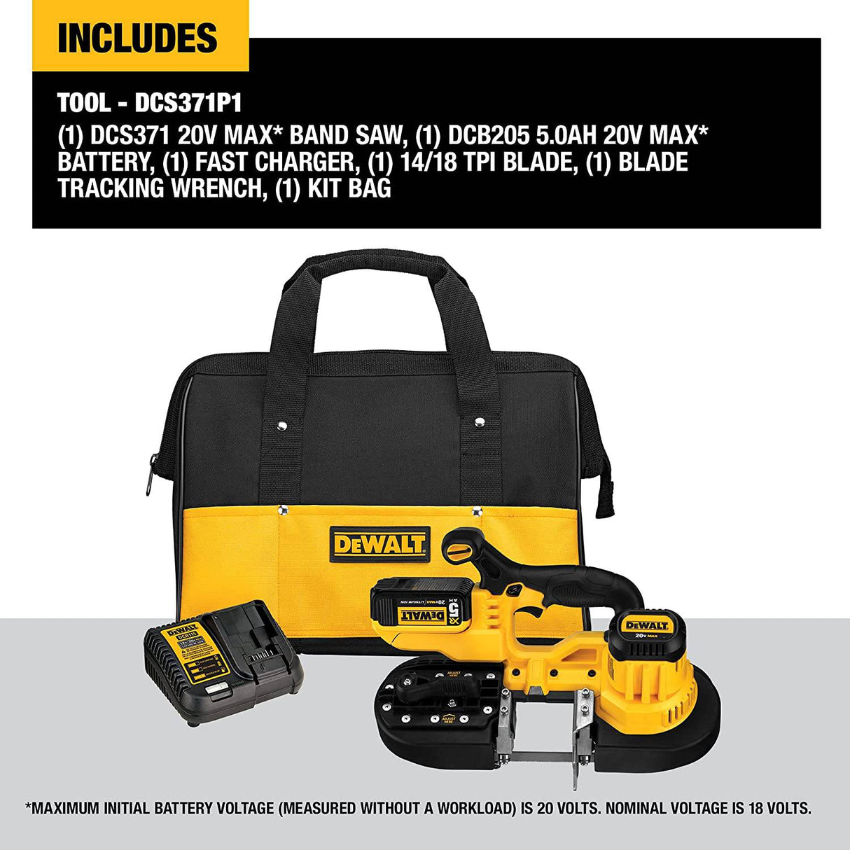 DEWALT 20V MAX Kit de sierra de cinta portátil, inalámbrico (DCS371P1) - DIGVICE MX