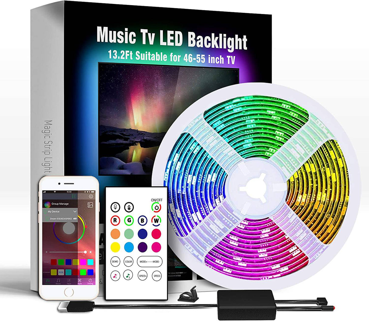 Miume Retroiluminación Led Music tv con tira de luces LED de 16,4 pies para TV de 61-80 pulgadas, retroiluminación Led de TV alimentada por USB RGB con aplicación y Control remoto - DIGVICE MX