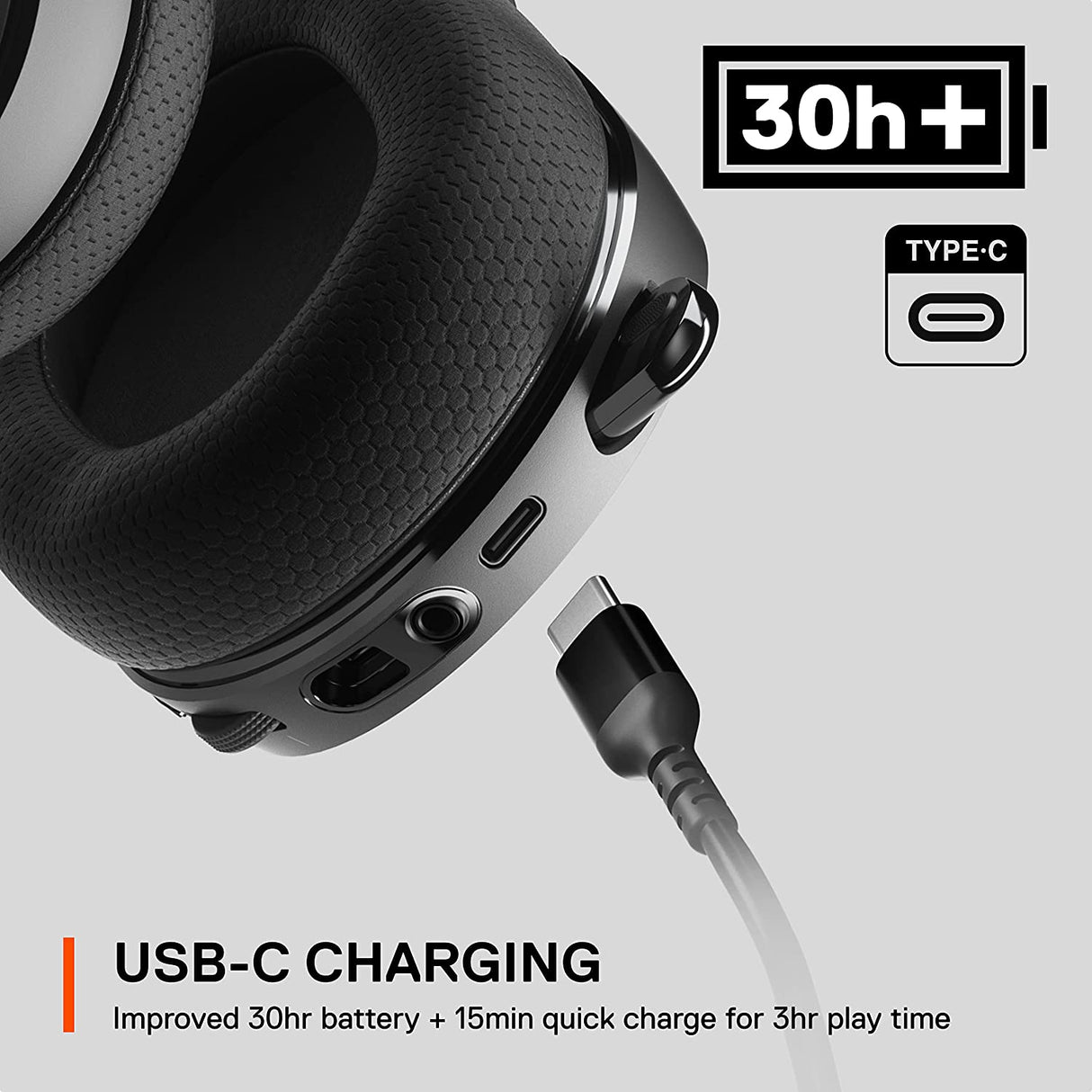 SteelSeries Arctis 7+ Auriculares inalámbricos para juegos - Sin pérdidas 2.4 GHz - 30 horas de duración de la batería - USB-C - 7.1 Surround - para PC, PS5, PS4, Mac, Android y Switch - Negro