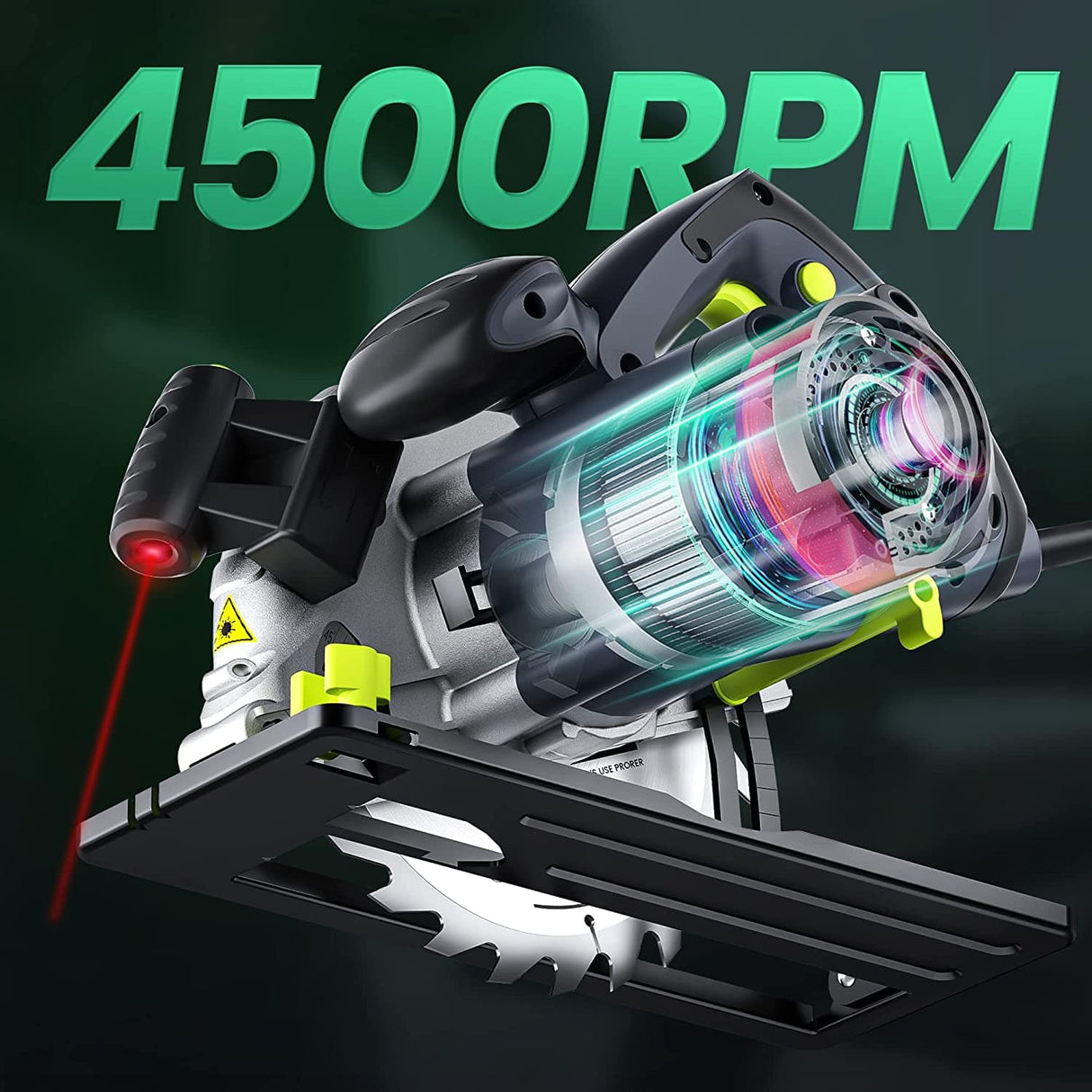 Sierra circular MYTOL con cable de 11 amperios, sierras circulares de 4500 RPM de potencia con hoja de 7-1/4", profundidad de corte ajustable (2-7/16" (90°), 1-13/16" (0°-45°), Guía de corte láser integrada, ideal para cortar madera. - DIGVICE MX