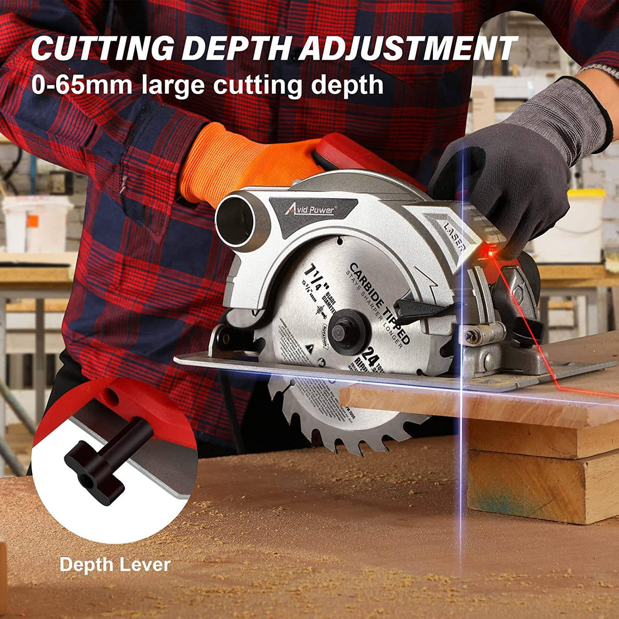 AVID POWER Sierra circular eléctrica con cable 15 Amp 5000 RPM Sierra circular con hoja de sierra de 7-1/4 pulgadas, placa base de aluminio sólido, ideal para cortar madera, metal y plástico - DIGVICE MX