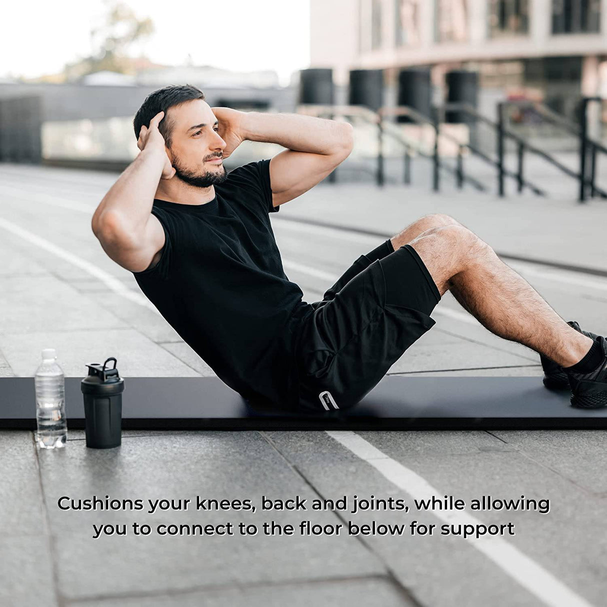 HemingWeigh - Esterilla de yoga de 1 pulgada de grosor, extra gruesa, antideslizante, para uso en interiores y exteriores, color negro