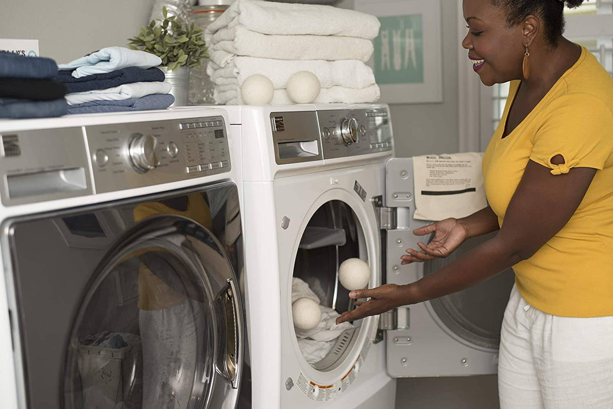 Molly's Suds Bolas para secadora de lana | XL, suavizante de telas orgánico premium, hipoalergénico, afieltrado a mano, reutilizable, reduce el tiempo de secado | Blanco, Juego de 6 - DIGVICE MX