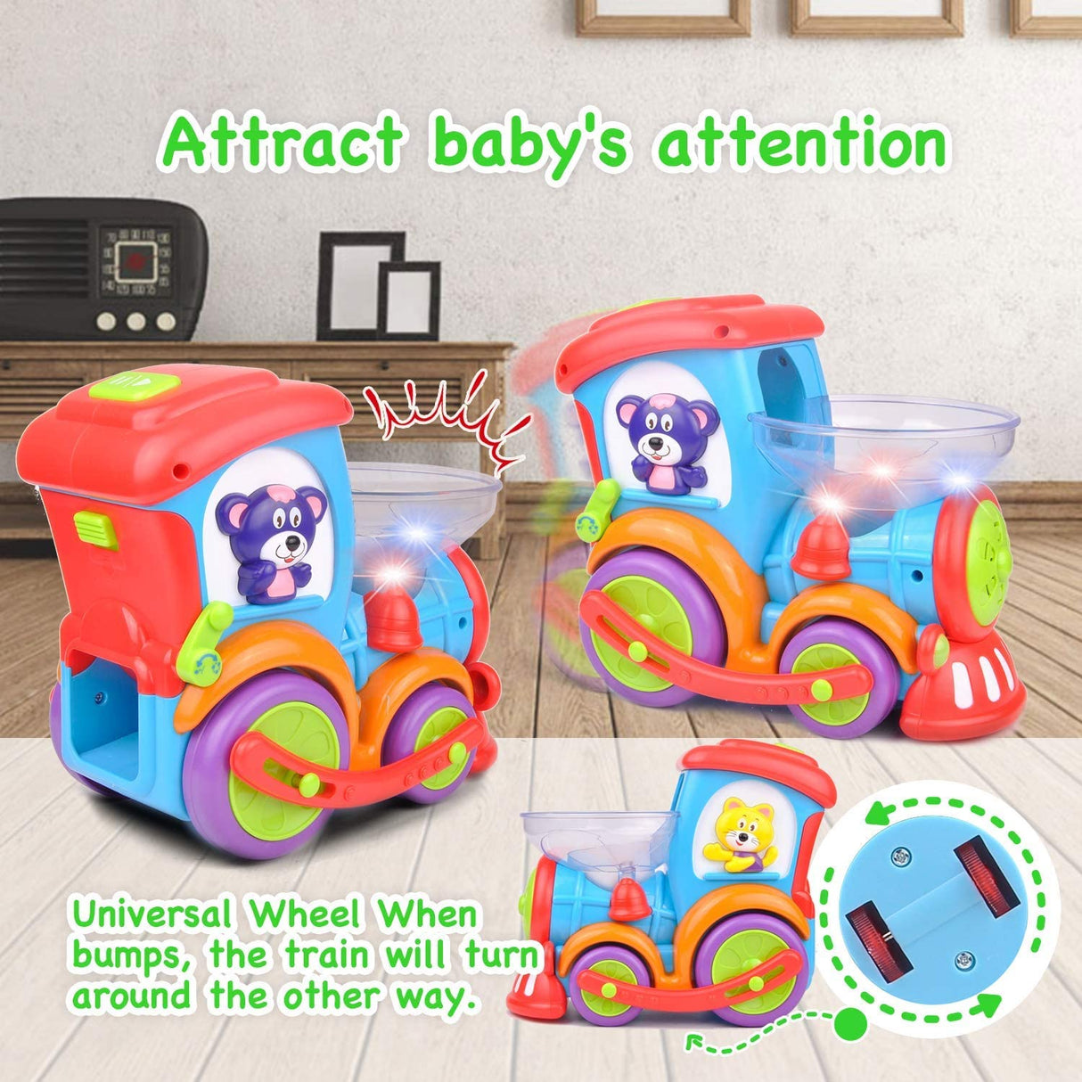 Kidpal Juguete para bebés, juguetes educativos para bebés, luz, música, persecución, estallido de bolas, juguete de coche para bebés - B07W17MX4B