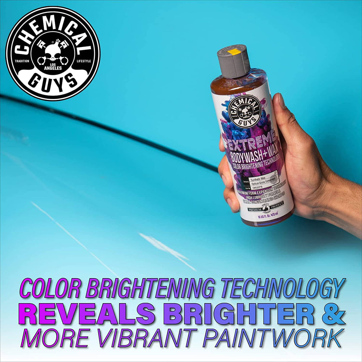 Chemical Guys CWS20764 Extreme Bodywash & Wax Foaming Car Wash Jabón (para cañones de espuma, pistolas de espuma o lavados de cubo) para automóviles, camiones, motocicletas, vehículos recreativos y más, 64 fl oz (medio galón) aroma a uva