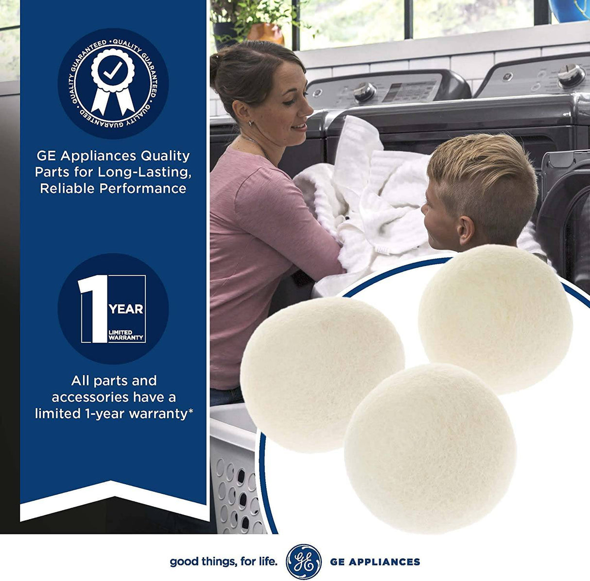 GE Bolas de secadora de lana, suavizante de tela natural reutilizable XL hecho de 100% pura lana de Nueva Zelanda, paquete de 3 - DIGVICE MX