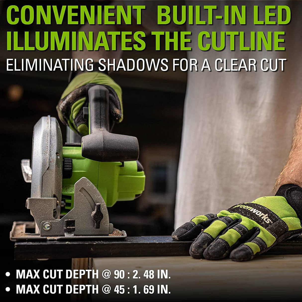 Sierra circular Greenworks de 7.25" sin escobillas de 24 V, la batería y el cargador se venden por separado - DIGVICE MX