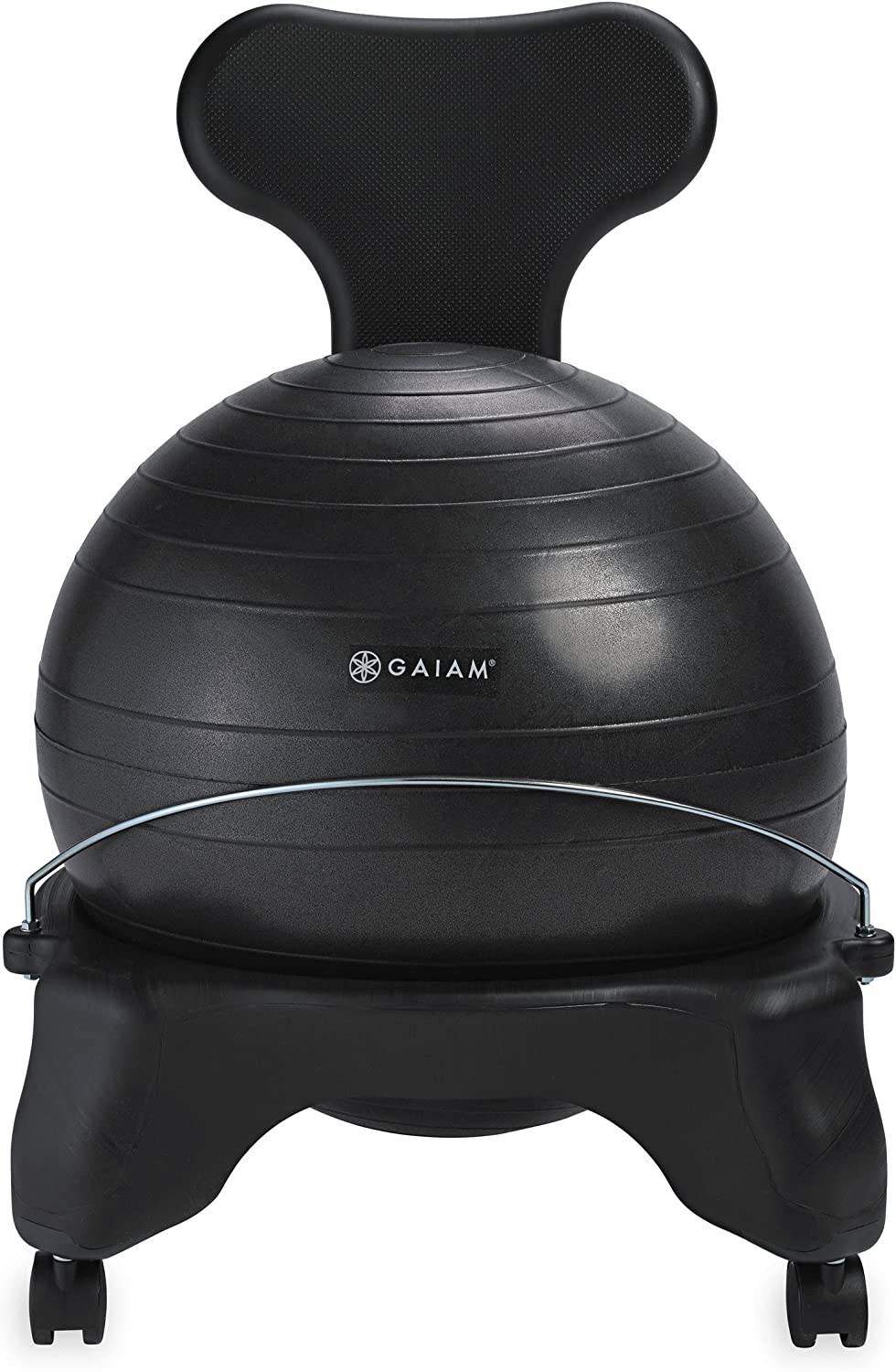 Gaiam Classic Balance Ball Chair - Silla ergonómica premium para el hogar y la oficina con bomba de aire, guía de ejercicios