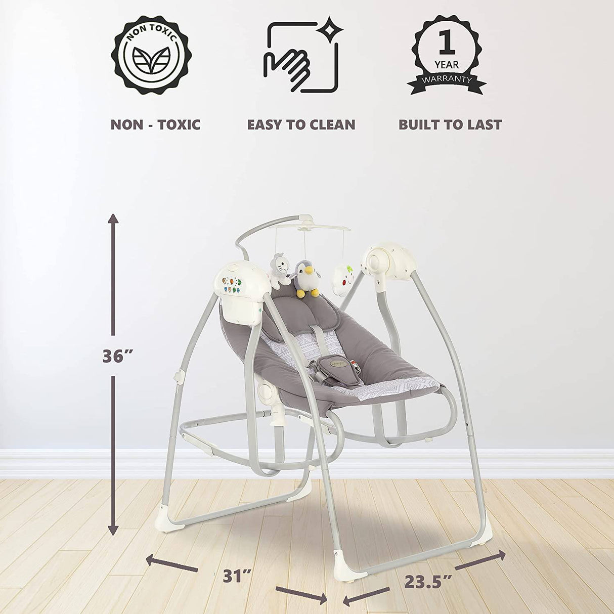 Dream On Me Sway Columpio y balancín 2 en 1, gris - DIGVICE MX