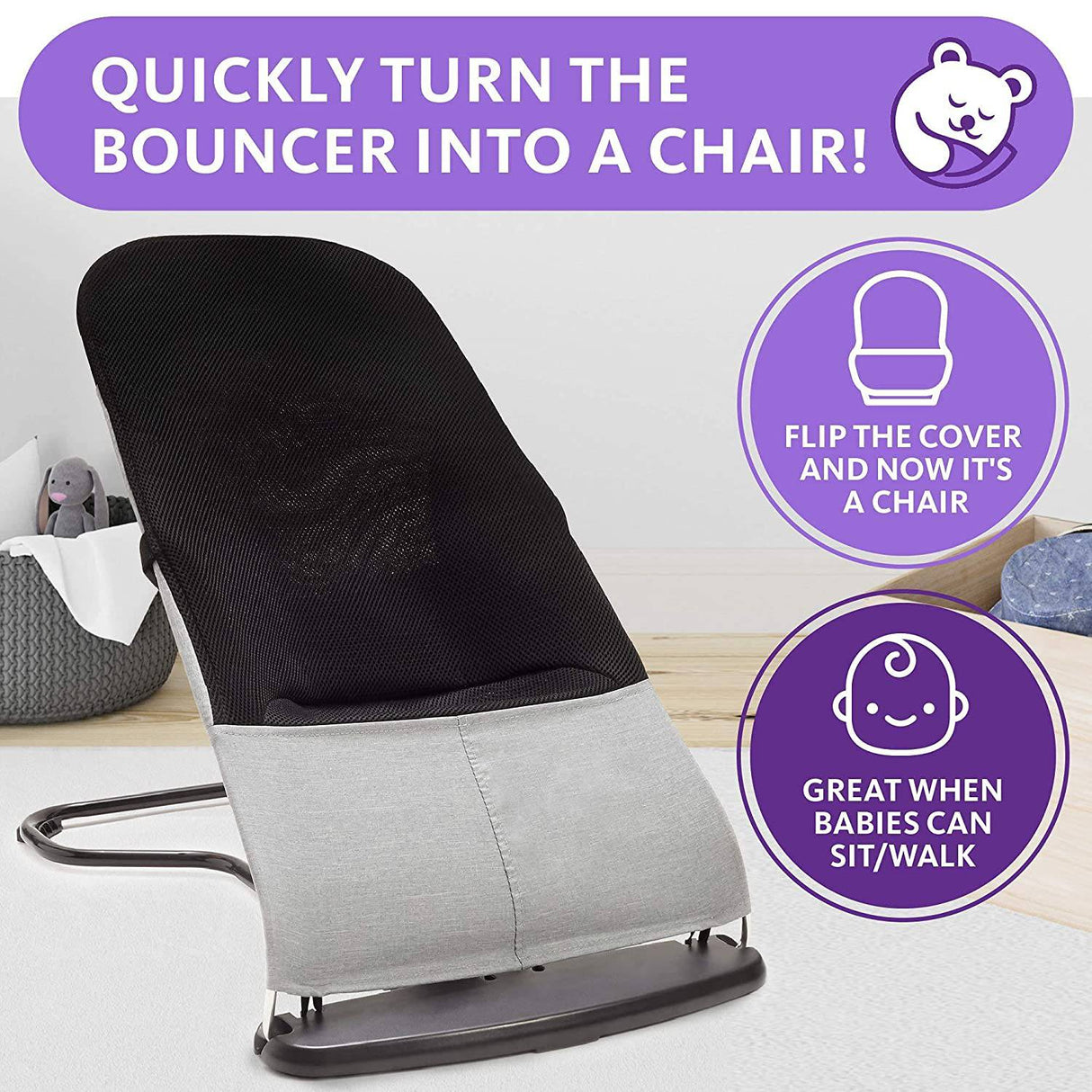 ComfyBumpy - Asiento ergonómico para bebé - Estuche de viaje adicional - Mecedora segura y portátil con posiciones de altura ajustables - Asiento hinchable para dormir para bebés perfecto para bebés recién nacidos - DIGVICE MX